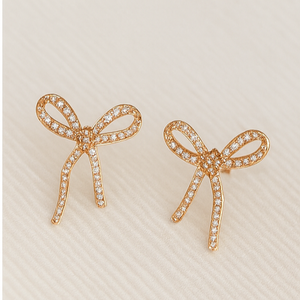Delicate Bow Crystal Earrings - PEACORA