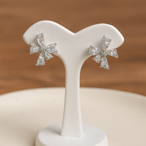 Crystal Bow Stud Earrings - PEACORA