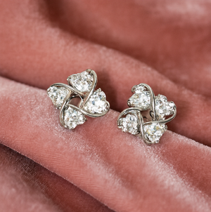 Elegant Silver Crystal Stud Earrings - PEACORA