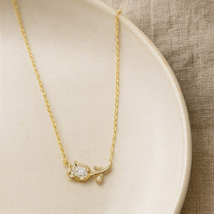 Gold Tulip Blossom Pendant Necklace - PEACORA