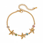 Load image into Gallery viewer, Starfish Charm Bracelet with Colorful Crystals 

