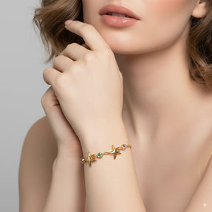 Starfish Charm Bracelet with Colorful Crystals 