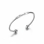 Load image into Gallery viewer, Custom Engraved Silver Tapered Plate Open Cuff Bangle By PEACORA
