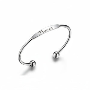 Custom Engraved Silver Tapered Plate Open Cuff Bangle By PEACORA
