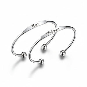 Custom Engraved Silver Tapered Plate Open Cuff Bangle By PEACORA