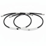 Load image into Gallery viewer, Custom Engraved Silver Bar Adjustable Cord Bracelet — PEACORA

