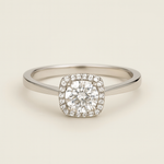 Load image into Gallery viewer, Cushion Halo Classic Moissanite Ring - PEACORA
