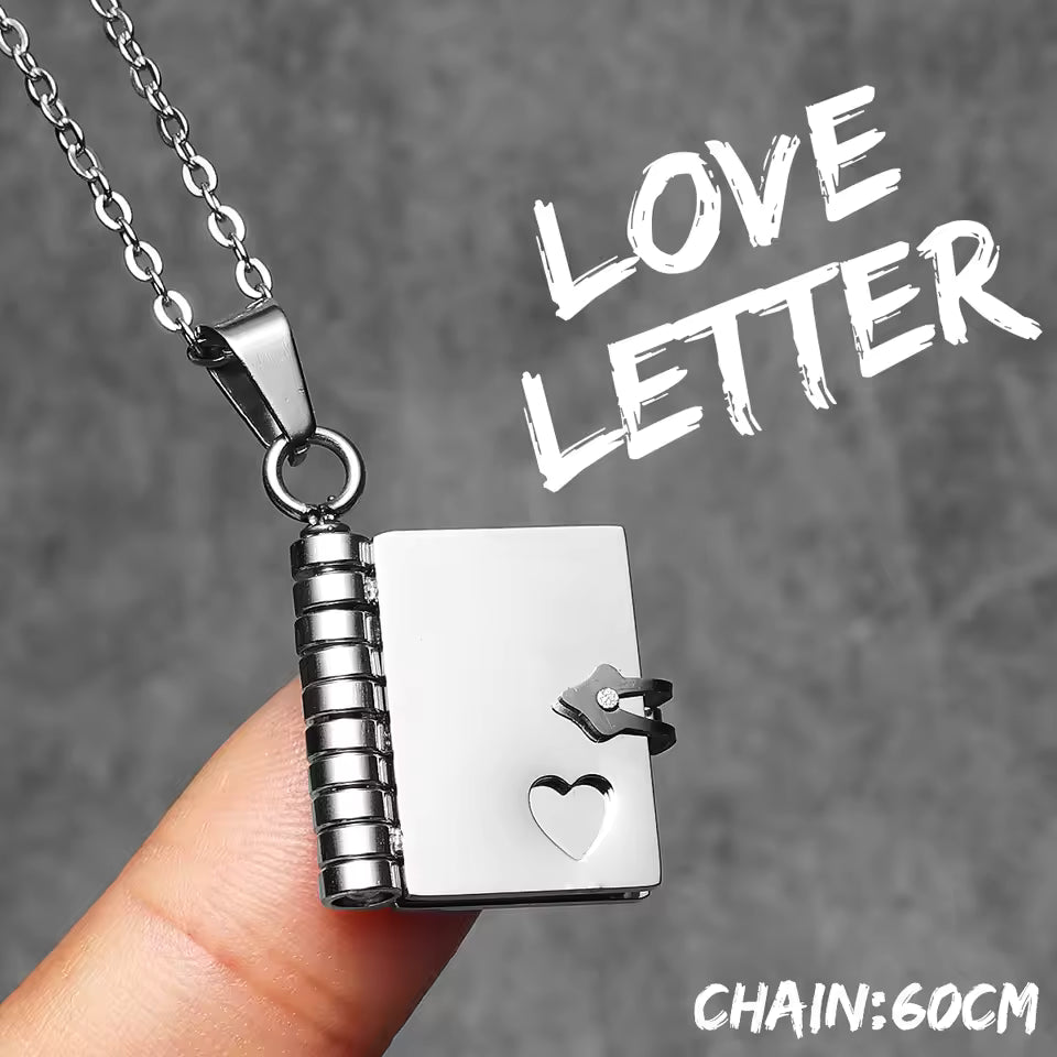 Silver Love Letter Diary Locket Pendant Necklace — PEACORA