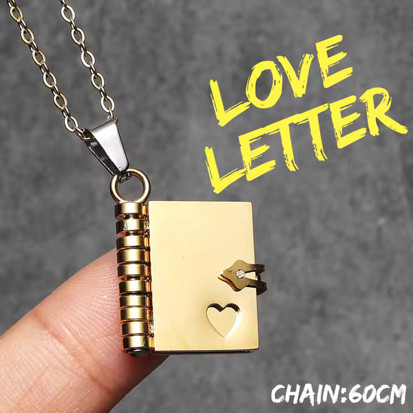 Gold Love Letter Diary Locket Pendant Necklace — PEACORA