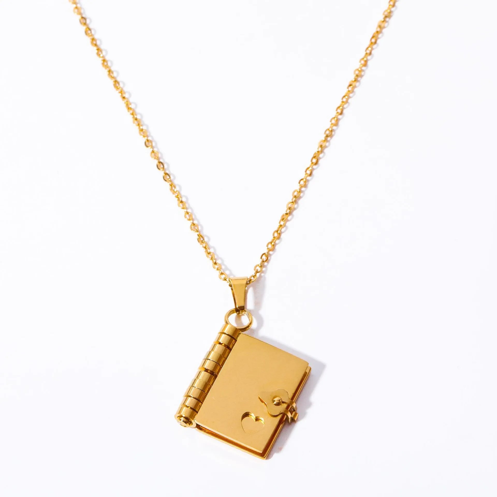 Gold Love Letter Diary Locket Pendant Necklace — PEACORA