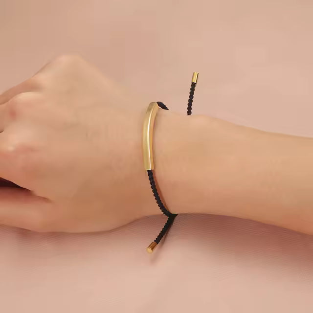 Gold Bar Adjustable Cord Bracelet — PEACORA