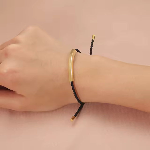 Gold Bar Adjustable Cord Bracelet — PEACORA