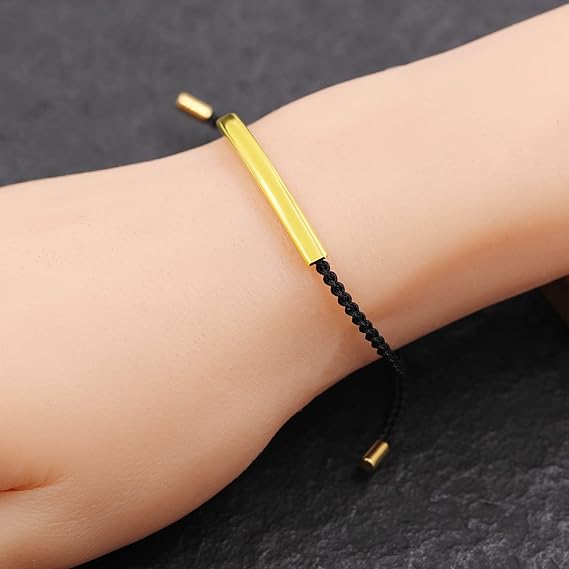 Gold Bar Adjustable Cord Bracelet — PEACORA