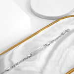 Load image into Gallery viewer, Silver Heart-Cut ID Plate Chain Bracelet — PEACORA
