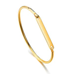 Load image into Gallery viewer, Gold Slim ID Plate Hinged Bangle — PEACORA
