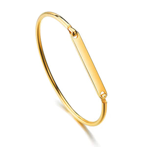 Gold Slim ID Plate Hinged Bangle — PEACORA