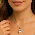 Load image into Gallery viewer, Silver Moissanite Wave Pendant Necklace - PEACORA
