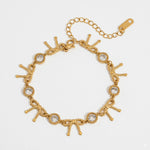 Load image into Gallery viewer, Crystal Link Bracelet with Sunburst Charms 
