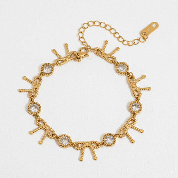 Crystal Link Bracelet with Sunburst Charms 