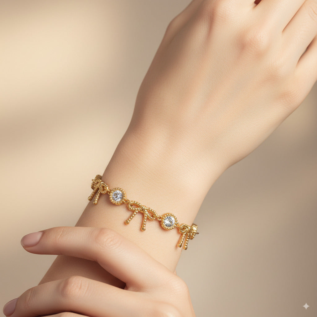 Crystal Link Bracelet with Sunburst Charms 