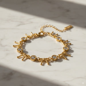 Crystal Link Bracelet with Sunburst Charms 