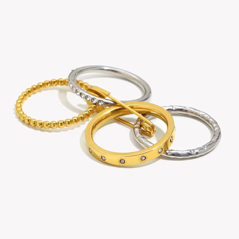 Stackable Stainless Steel Rings Set 