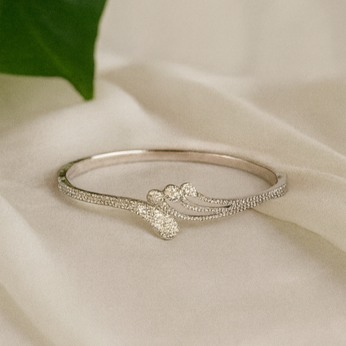 Celestial Flow Sparkling Wave Design Bangle - PEACORA