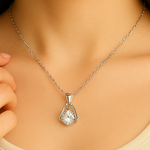Load image into Gallery viewer, Silver Floating Crystal Pendant Necklace - PEACORA
