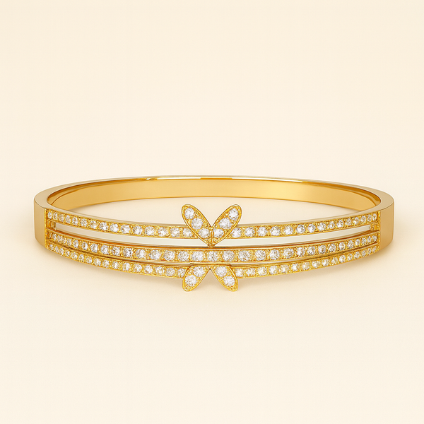 Double Butterfly Golden Bangle - PEACORA