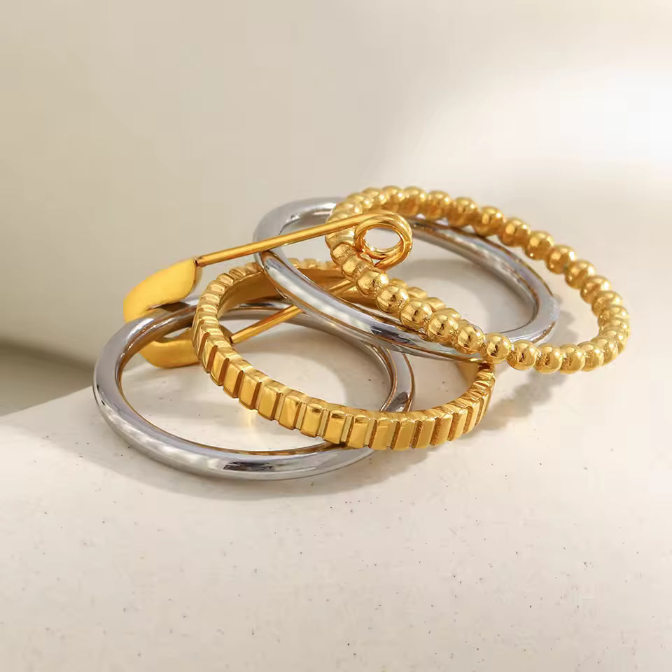 Textured Stackable Stainless Steel Rings 