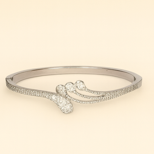 Celestial Flow Sparkling Wave Design Bangle - PEACORA