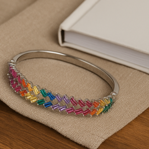 Spectrum Elegance Sterling Silver Bangle - PEACORA