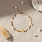 Load image into Gallery viewer, Gold Mini Plate Chain Bracelet — PEACORA
