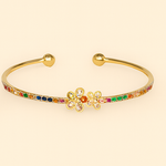 Load image into Gallery viewer, Floral Bliss 14K Plated Elegance Bangle - PEACORA
