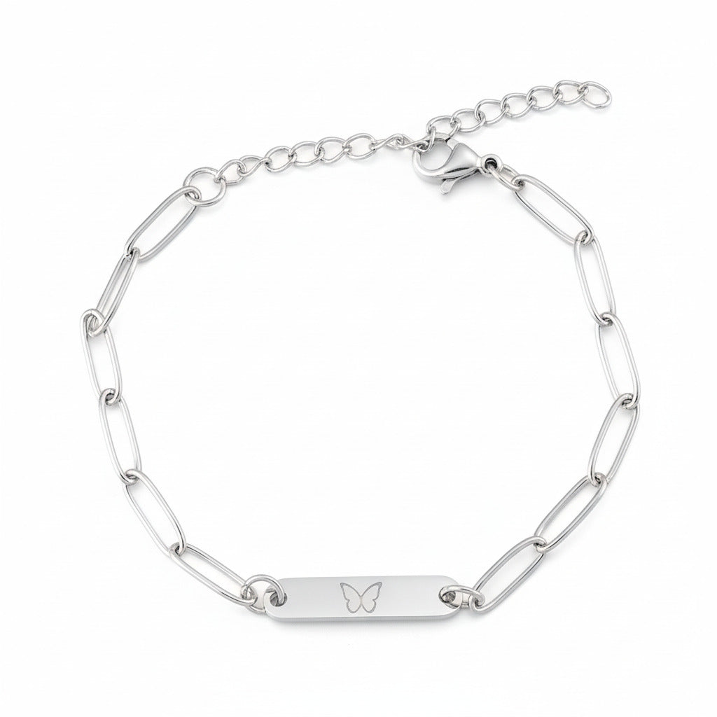 Silver Mini Plate Chain Bracelet — PEACORA