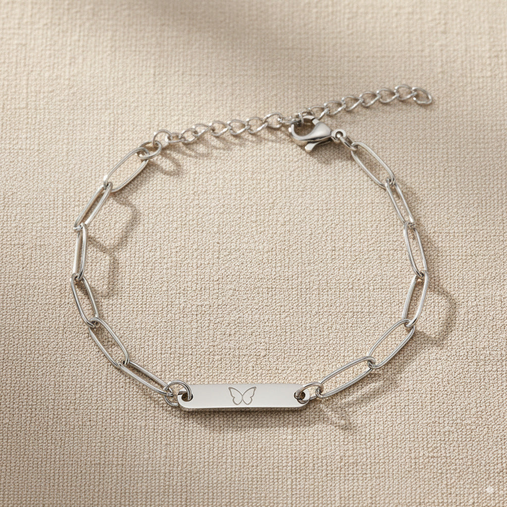 Silver Mini Plate Chain Bracelet — PEACORA
