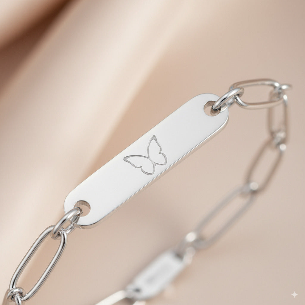 Silver Mini Plate Chain Bracelet — PEACORA