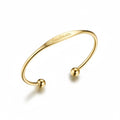 Custom Engraved Gold Tapered Plate Open Cuff Bangle By PEACORA