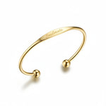 Load image into Gallery viewer, Custom Engraved Gold Tapered Plate Open Cuff Bangle By PEACORA
