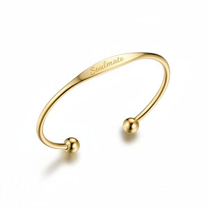 Custom Engraved Gold Tapered Plate Open Cuff Bangle By PEACORA