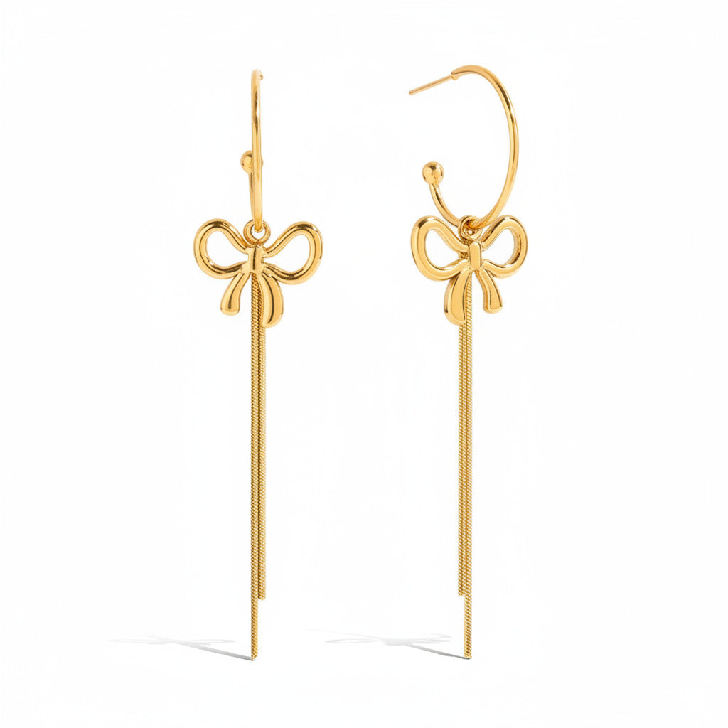 Bow Tassel Dangle Earrings 