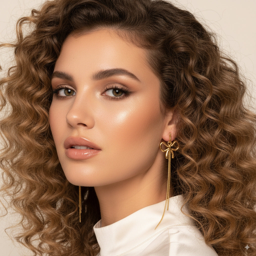 Bow Tassel Dangle Earrings 