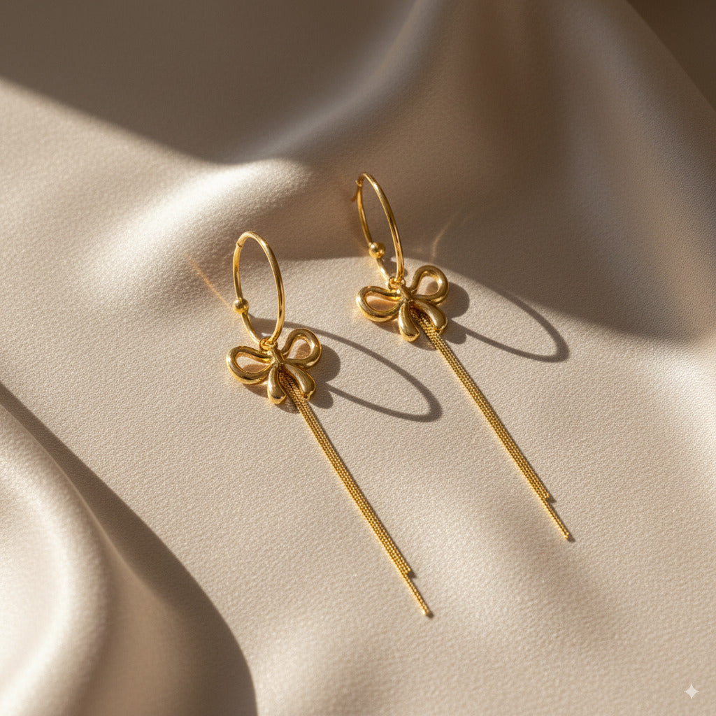 Bow Tassel Dangle Earrings 