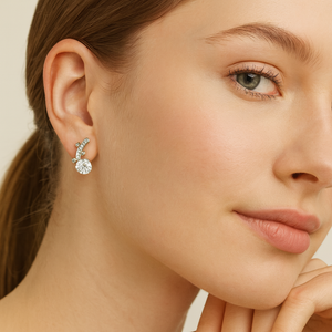 Silver Heart and Curve Stud Earrings - PEACORA