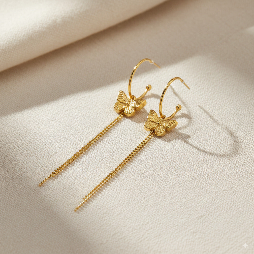Butterfly Tassel Dangle Earrings 