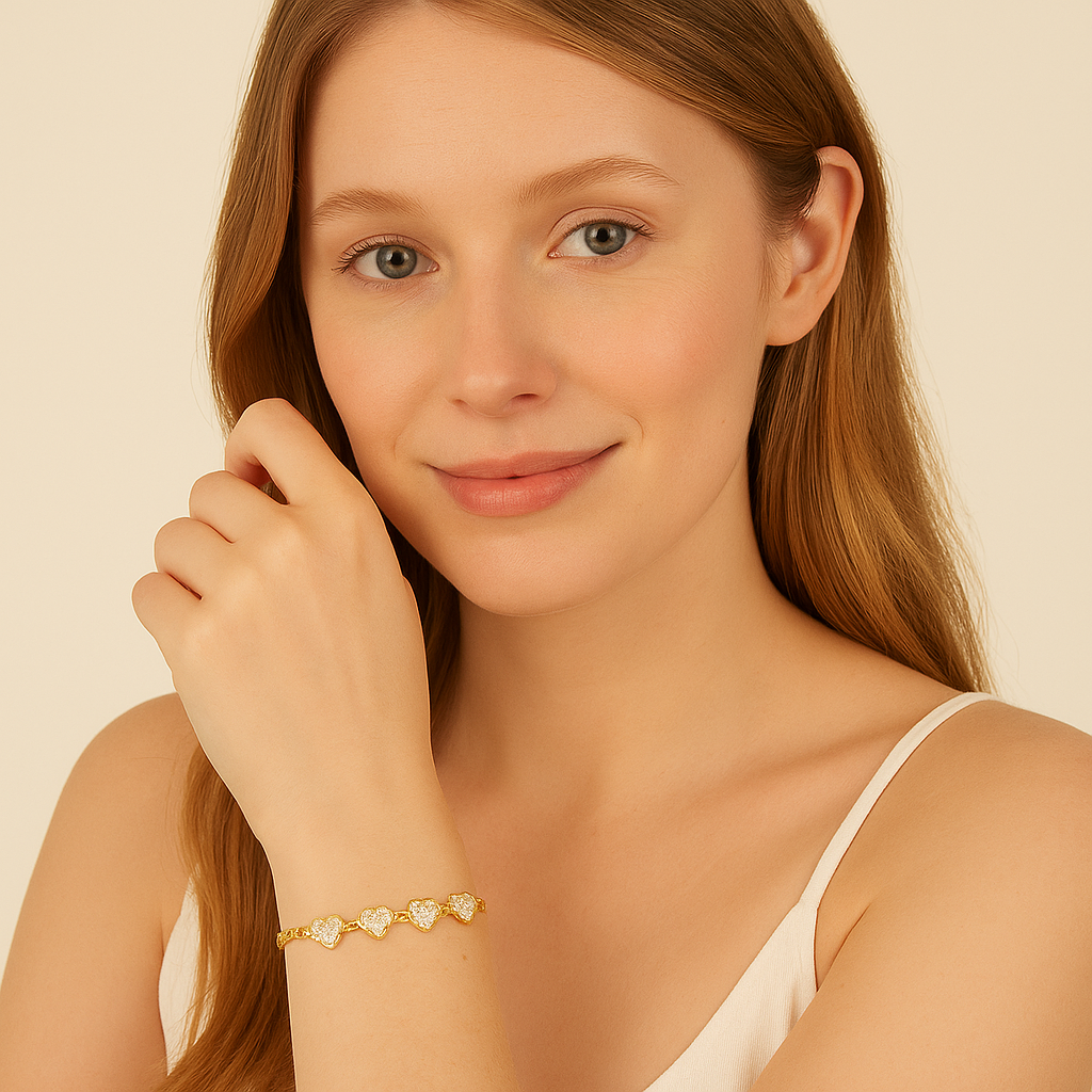 Cascading Hearts Gold Vermeil Bracelet - PEACORA