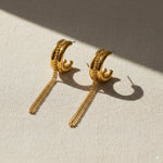 Load image into Gallery viewer, Chain Drop Hoop Earrings 
