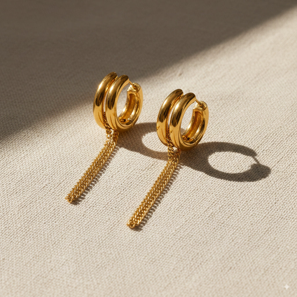Chain Drop Hoop Earrings 