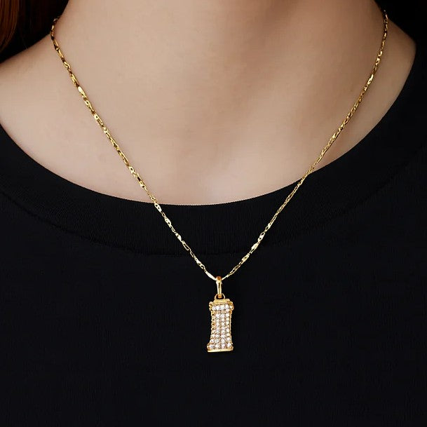 Golden Crystal Barrel Pendant Necklace - PEACORA