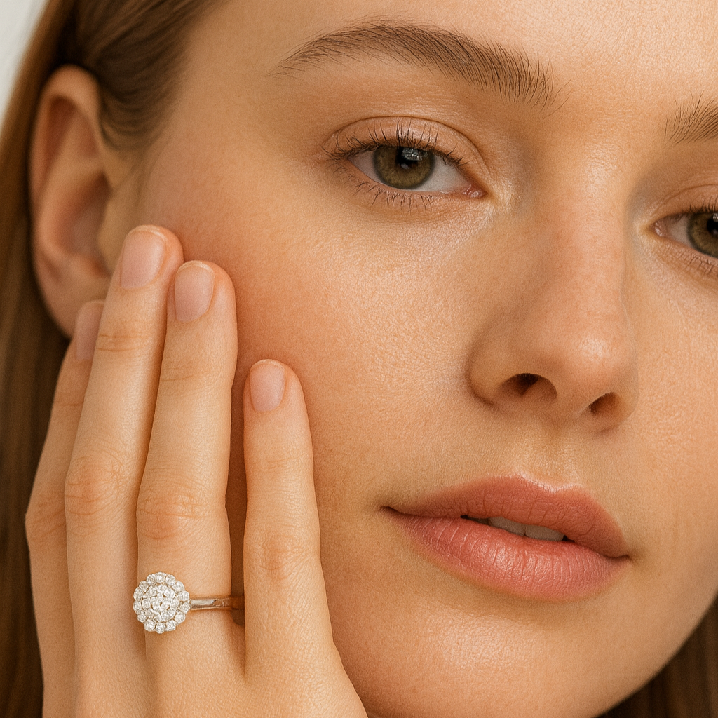 Elegant Halo Cluster Ring - PEACORA